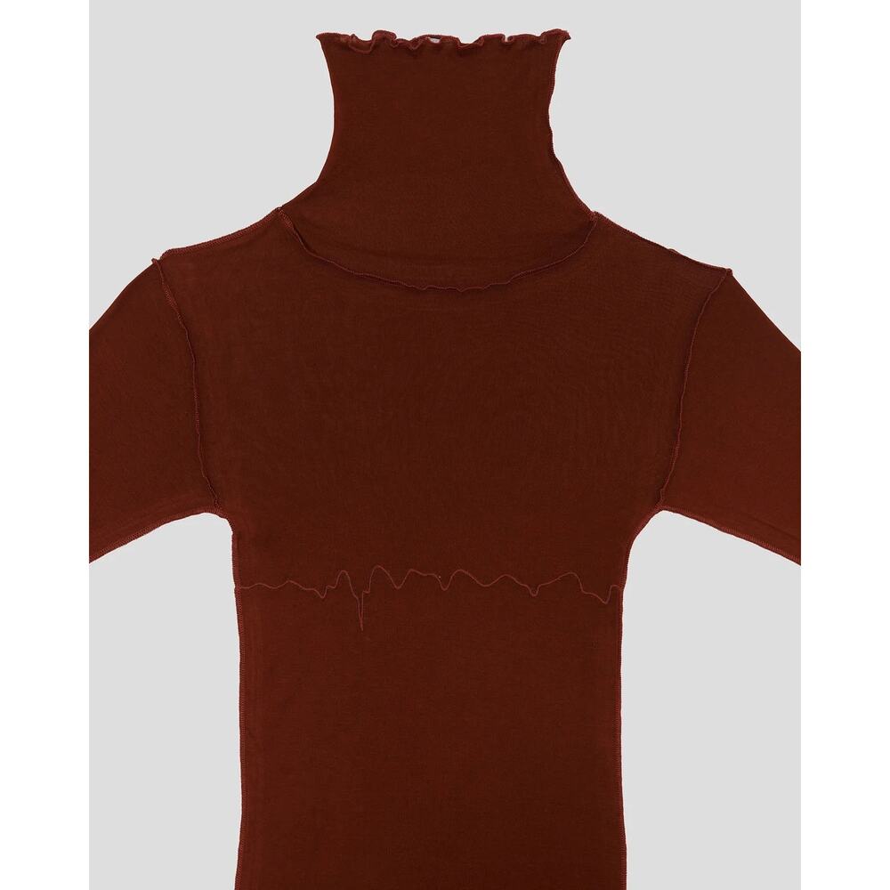 Baserange Tabbys Star Long Sleeve Turtleneck Tee Shirt Medium Burned Pomegranate - Picture 11 of 16